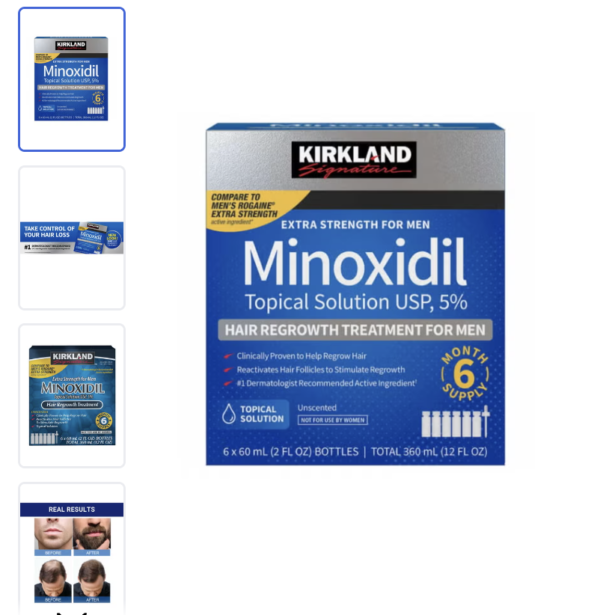 Pack Of 6 Minoxidil 5% Extra Strength Hair Regrowth Bottles 60ml